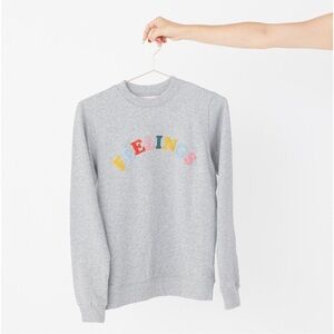 ban.do Gray Crewneck Sweatshirt with Multicolored Text